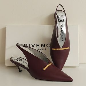 Givenchy leather bar slingback pumps  Size 7.5 Color wine